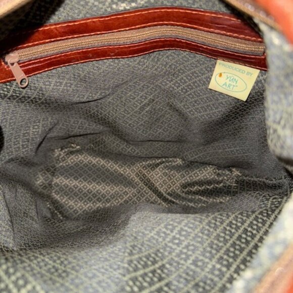 Yun Art Vintage Kilim Wool Carpet Sling Backpack Leather Trim Tribal Boho - Picture 9 of 11